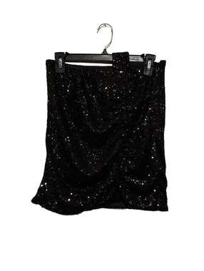 Steve Madden Women's Black Sequin Wrap Mini Skirt Size S
